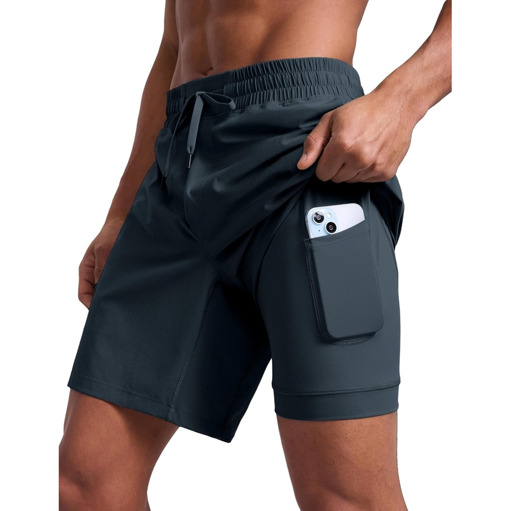 image:imageCRZ YOGA Mens 2 in 1 Running Shorts 7 Lined Workout Quick Dry Lightweight for Sports Athletic with PocketsTrue Navy