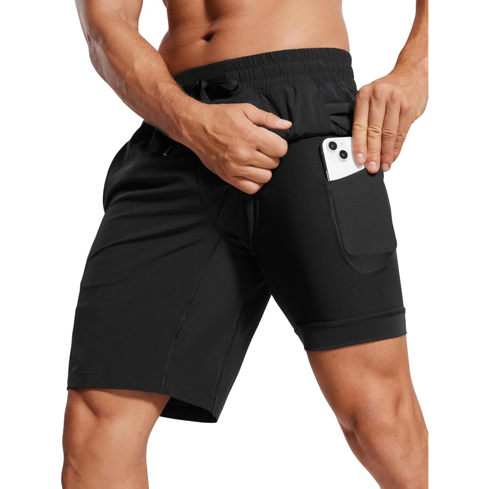 image:imageCRZ YOGA Mens 2 in 1 Running Shorts 9 Lined Quick Dry for Workout Gym Sports Basketball Athletic with PocketsBlack