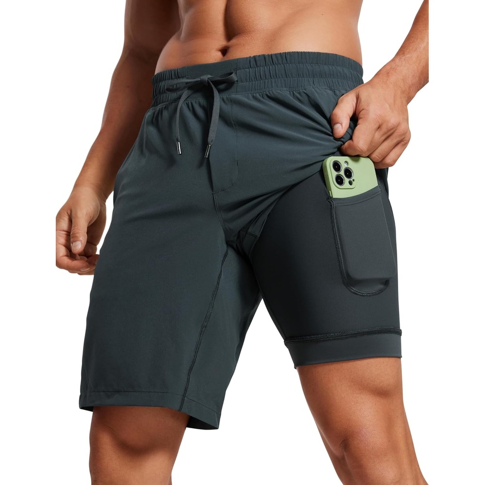 image:imageCRZ YOGA Mens 2 in 1 Running Shorts 9 Lined Quick Dry for Workout Gym Sports Basketball Athletic with PocketsMelanite