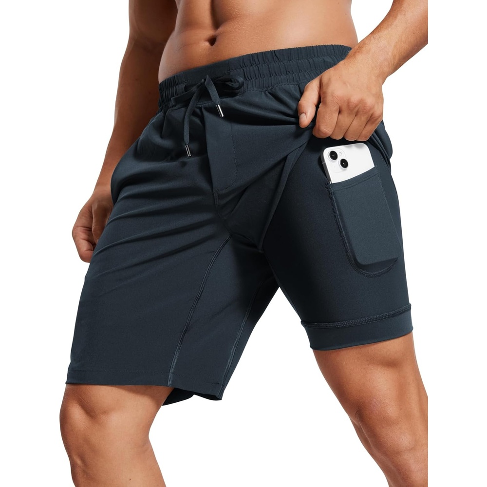 image:imageCRZ YOGA Mens 2 in 1 Running Shorts 9 Lined Quick Dry for Workout Gym Sports Basketball Athletic with PocketsTrue Navy