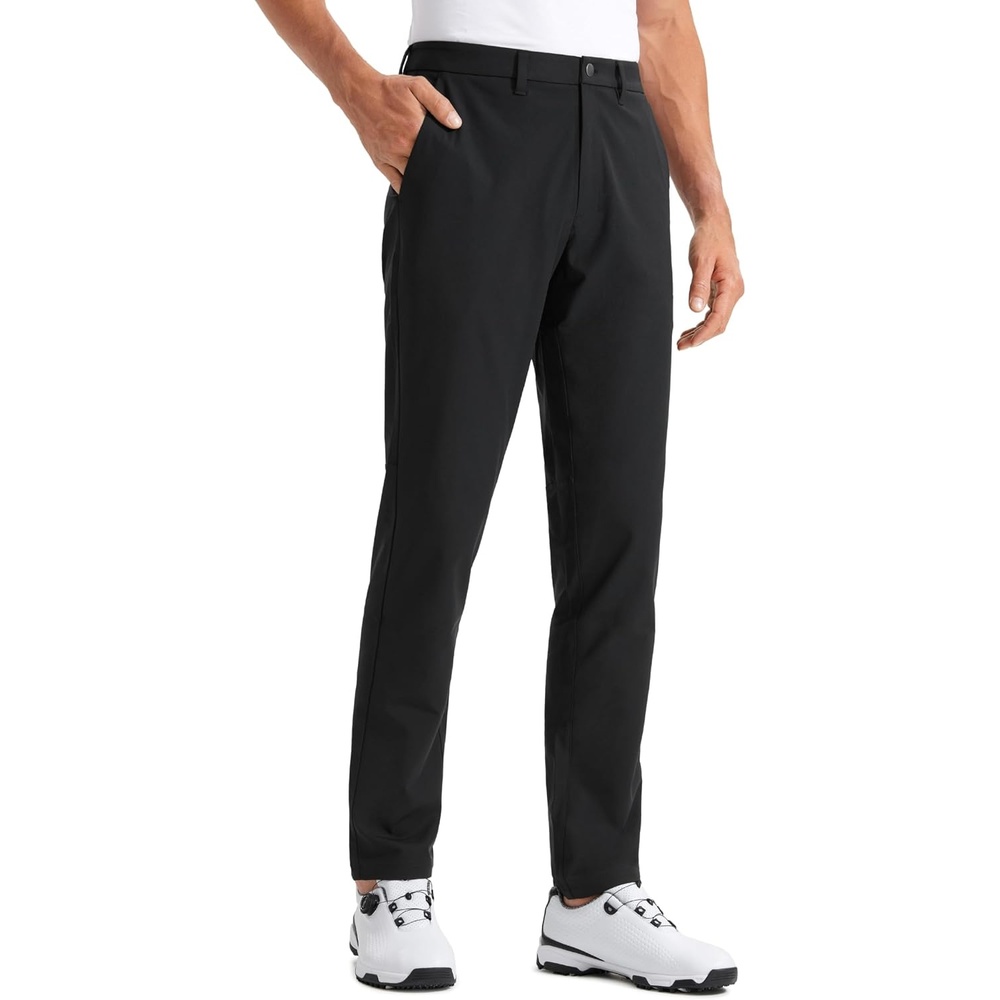 image:imageCRZ YOGA Mens All Day Comfy Golf Pants 2830323436 Quick Dry Lightweight Work Casual Trousers with PocketsBlack