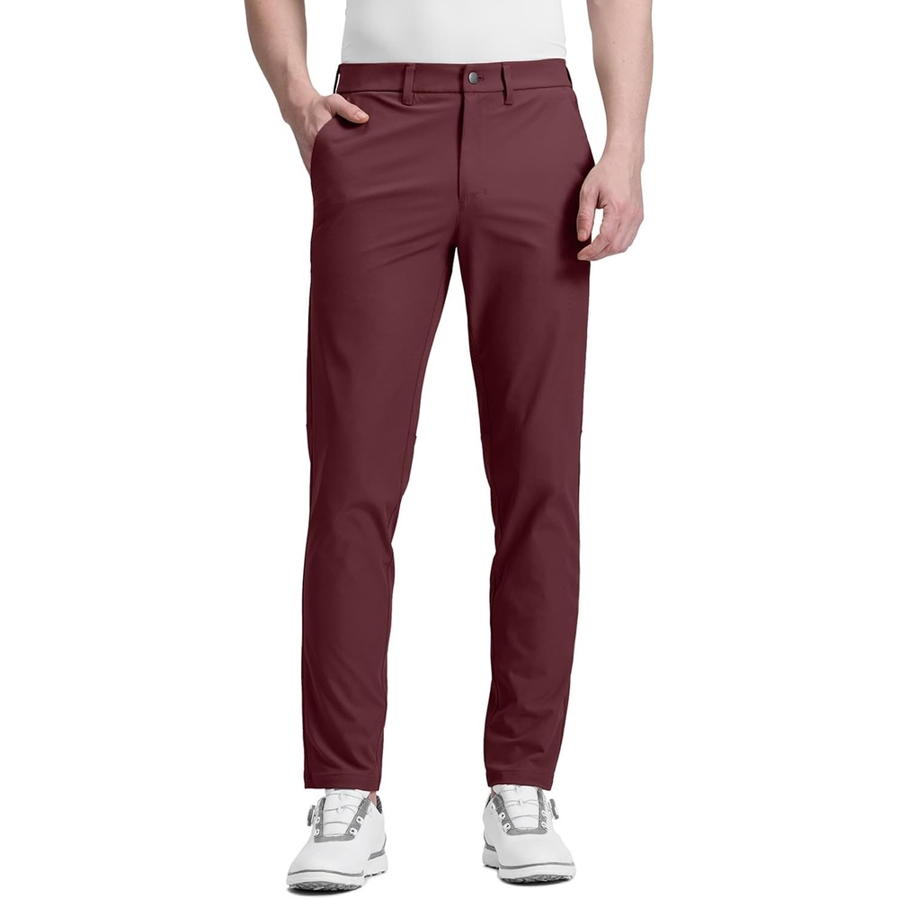 image:imageCRZ YOGA Mens All Day Comfy Golf Pants 2830323436 Quick Dry Lightweight Work Casual Trousers with PocketsDark Red