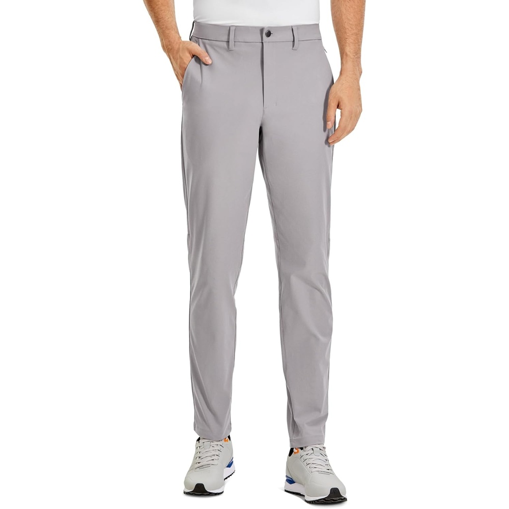 image:imageCRZ YOGA Mens All Day Comfy Golf Pants 2830323436 Quick Dry Lightweight Work Casual Trousers with PocketsGull Gray