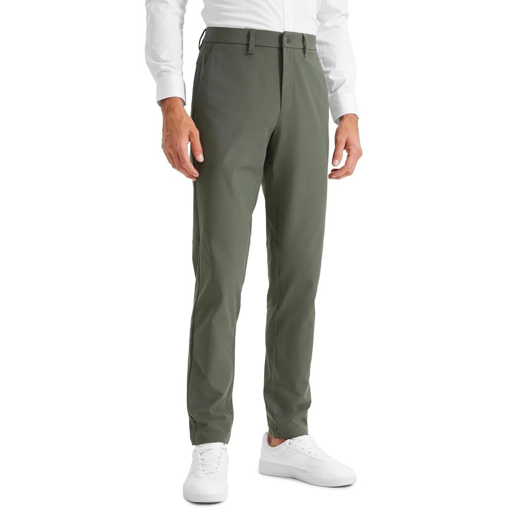 image:imageCRZ YOGA Mens All Day Comfy Golf Pants 2830323436 Quick Dry Lightweight Work Casual Trousers with PocketsLight Army Green