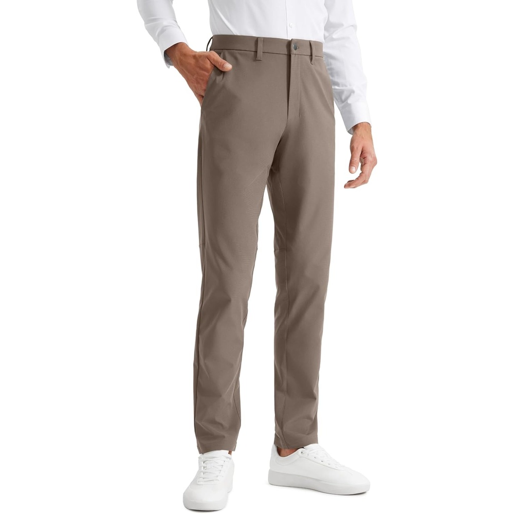 image:imageCRZ YOGA Mens All Day Comfy Golf Pants 2830323436 Quick Dry Lightweight Work Casual Trousers with PocketsNomad Grey