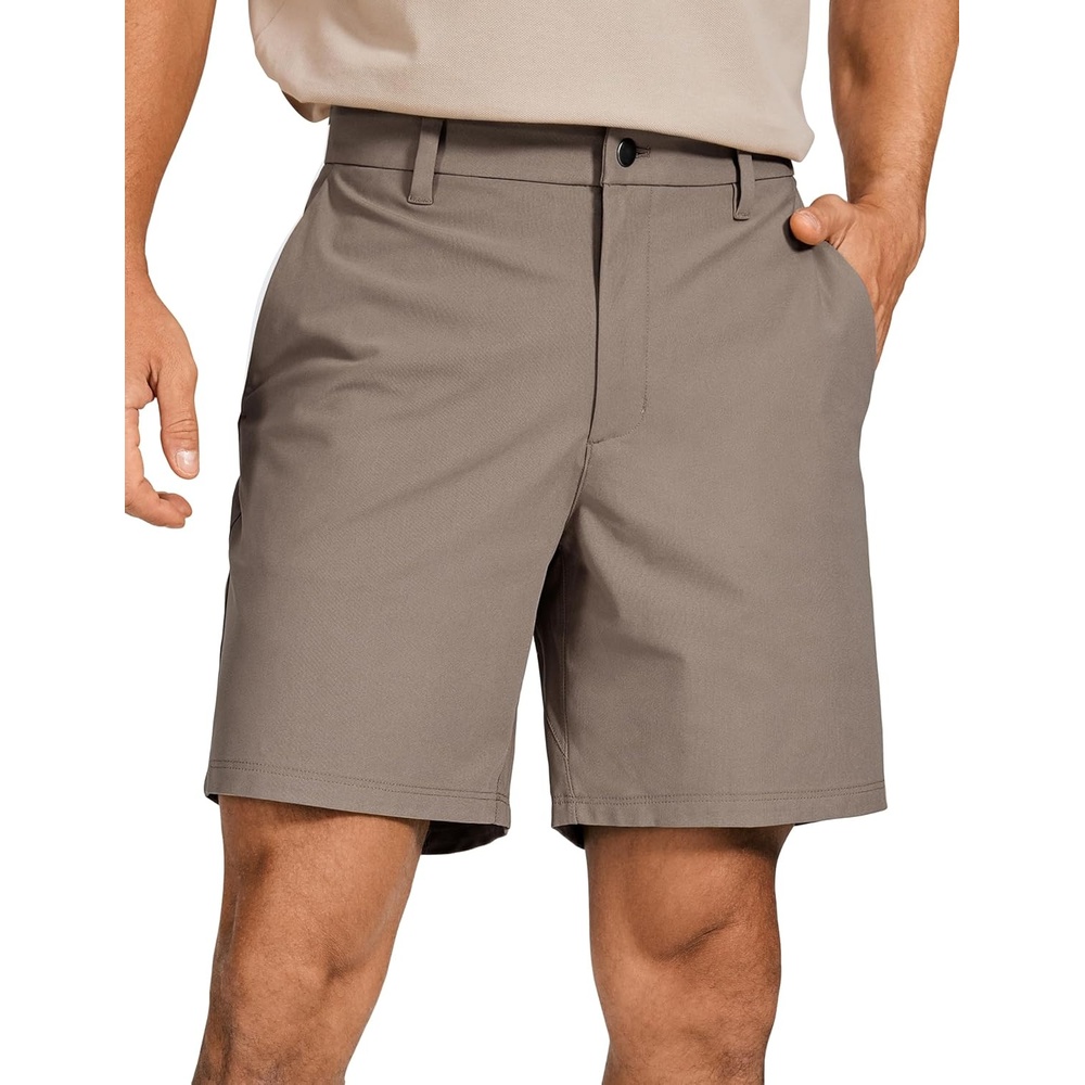 image:imageCRZ YOGA Mens All Day Comfy Golf Shorts  79 Stretch Lightweight Flat Front for Casual Work with PocketsNomad Grey