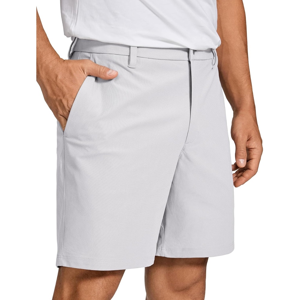 image:imageCRZ YOGA Mens All Day Comfy Golf Shorts  79 Stretch Lightweight Flat Front for Casual Work with PocketsPlatinum Grey