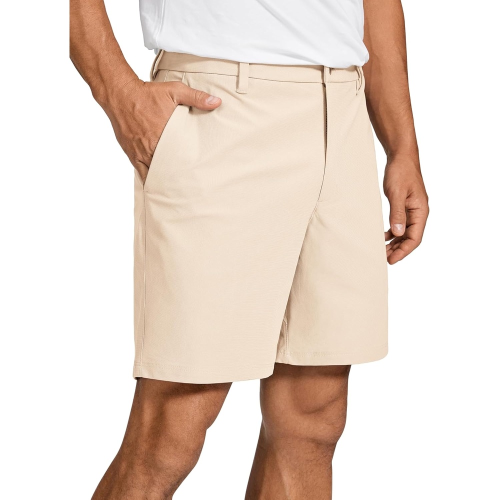 image:imageCRZ YOGA Mens All Day Comfy Golf Shorts  79 Stretch Lightweight Flat Front for Casual Work with PocketsRaw Linen