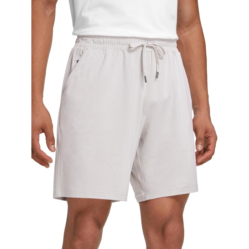 image:imageCRZ YOGA Mens Cloud Jersey Sweat Shorts 7 Lightweight Soft Breathable for Casual Workout Lounge with PocketsMilky White Bone