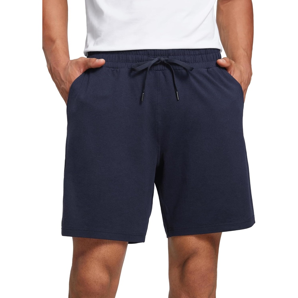 image:imageCRZ YOGA Mens Cloud Jersey Sweat Shorts 7 Lightweight Soft Breathable for Casual Workout Lounge with PocketsNavy