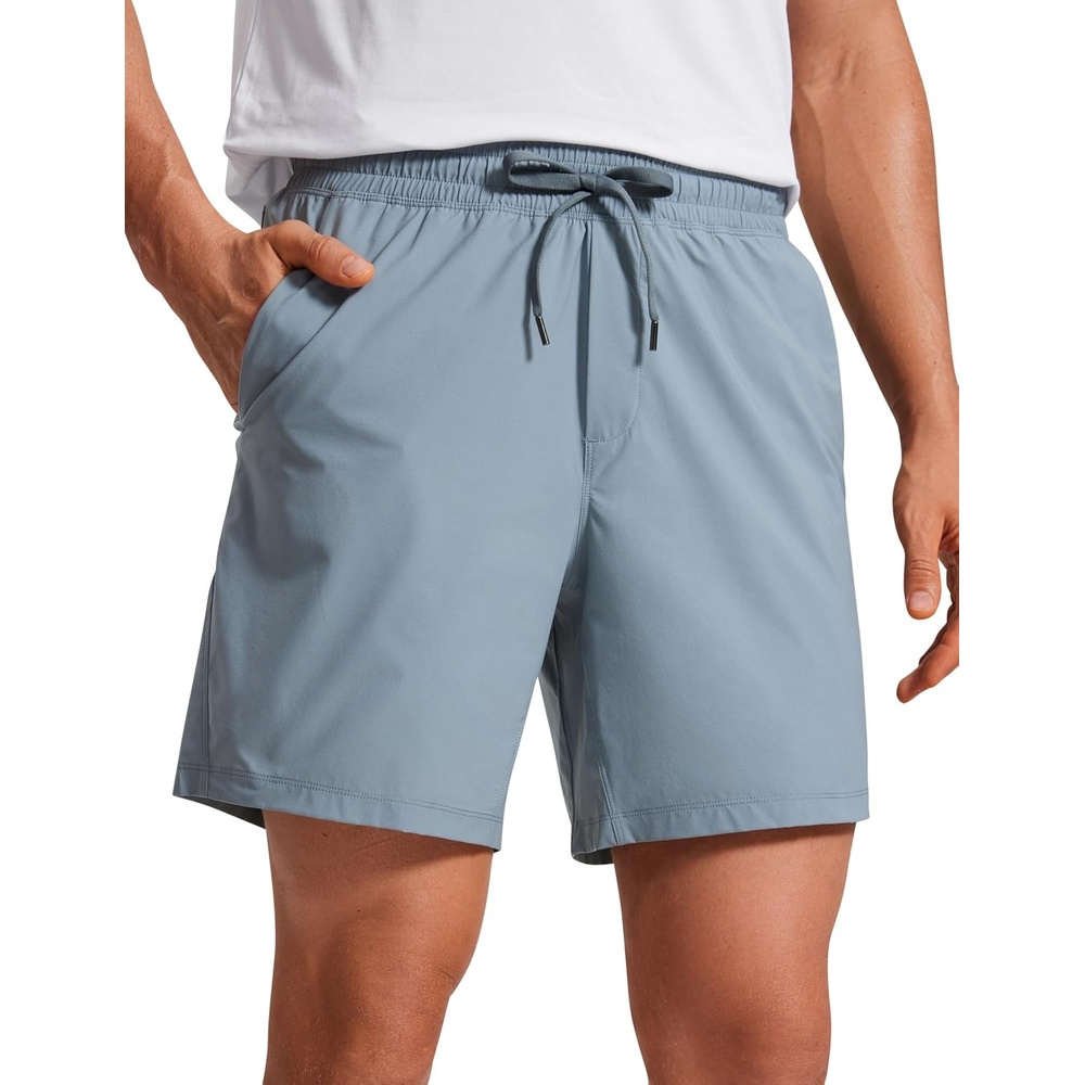 image:imageCRZ YOGA Mens Lightweight Workout Shorts 7 Quick Dry for Gym Athletic Workout with Zipper PocketBelgian Blue
