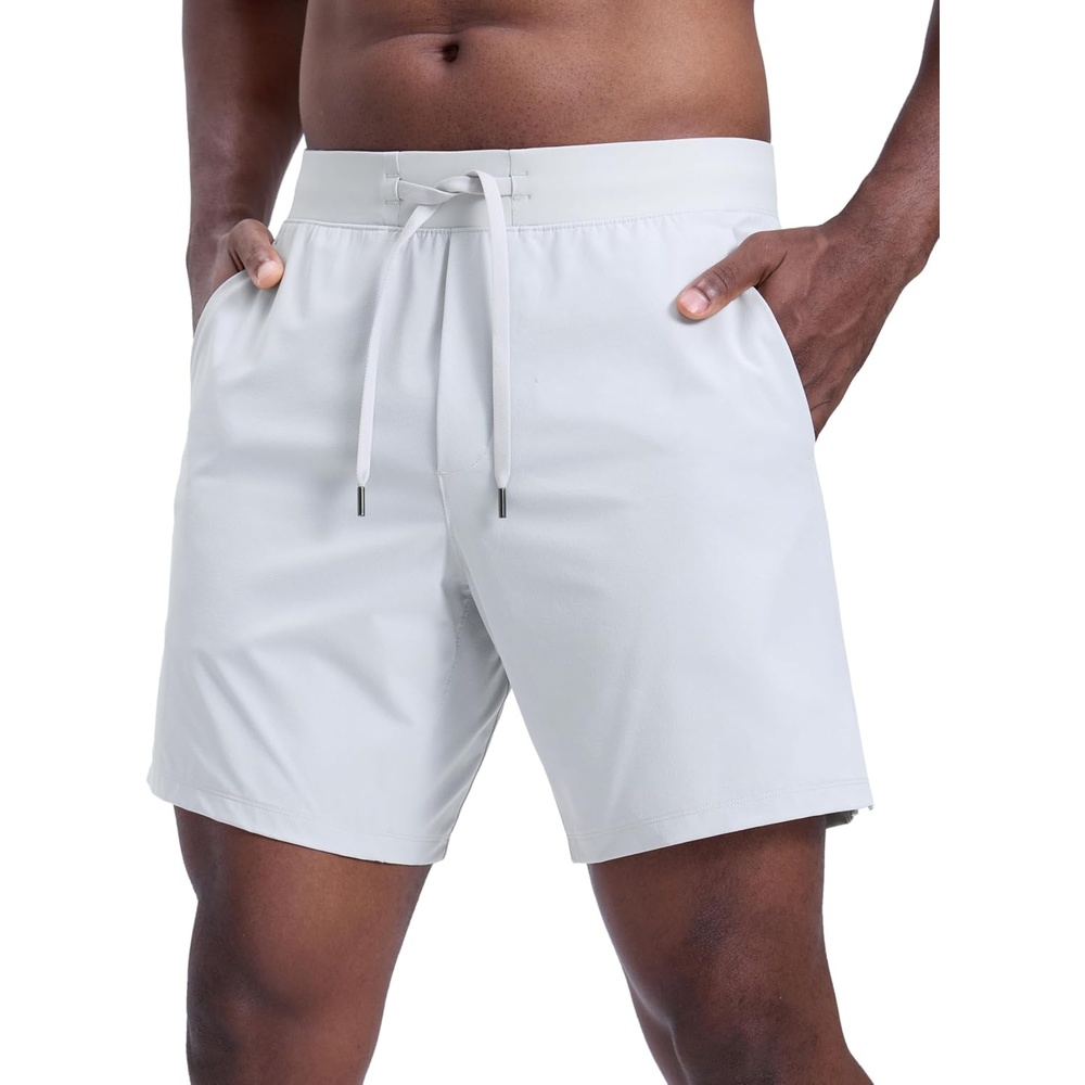 image:imageCRZ YOGA Mens Linerless Motion Shorts 7 Side Split Workout Daily Quick Dry for Gym Athletic Casual with PocketsPlatinum Grey