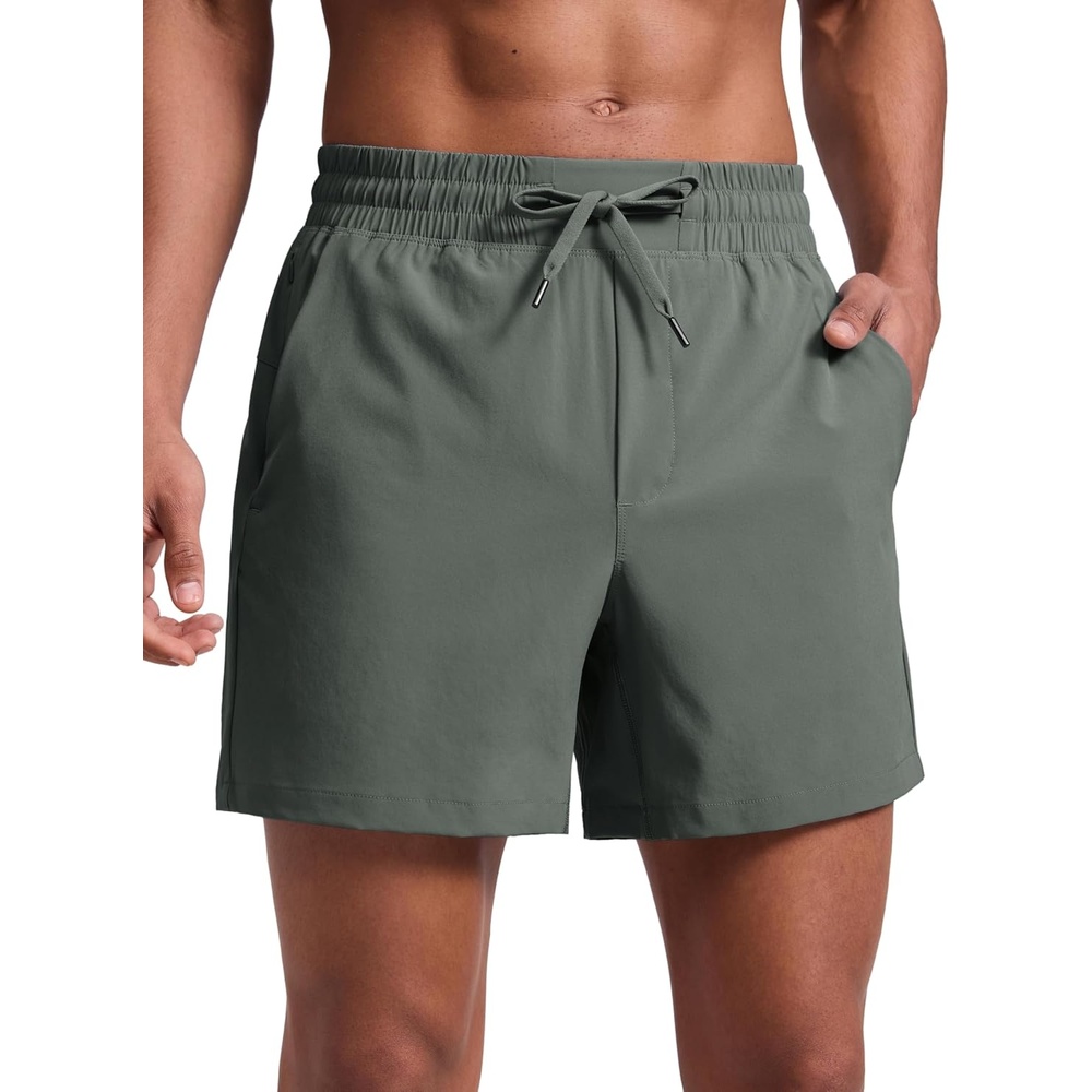 image:imageCRZ YOGA Mens Linerless Workout Shorts 5 Lightweight Quick Dry for Running Sports Athletic Gym with PocketsGrey Sage