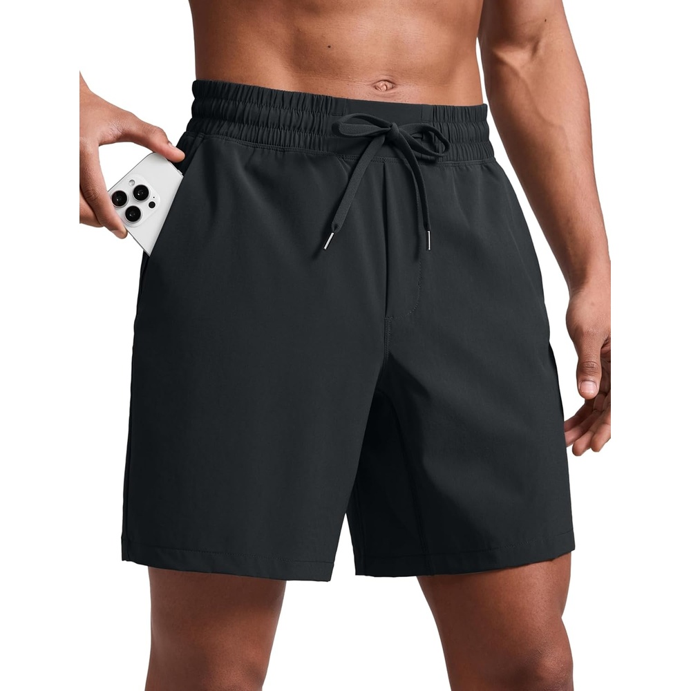 image:imageCRZ YOGA Mens Linerless Workout Shorts 7 Quick Dry for Running Sports Athletic Gym with PocketsBlack
