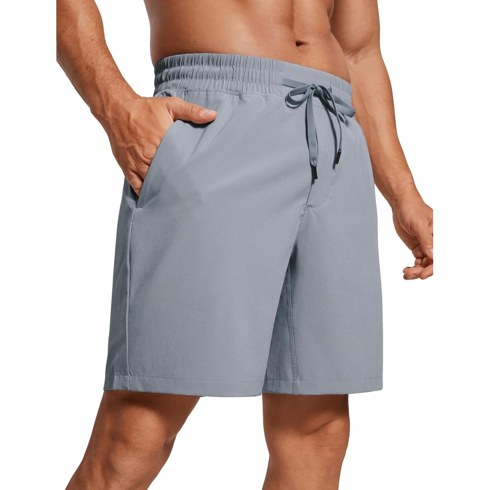 image:imageCRZ YOGA Mens Linerless Workout Shorts 7 Quick Dry for Running Sports Athletic Gym with PocketsDark Carbon