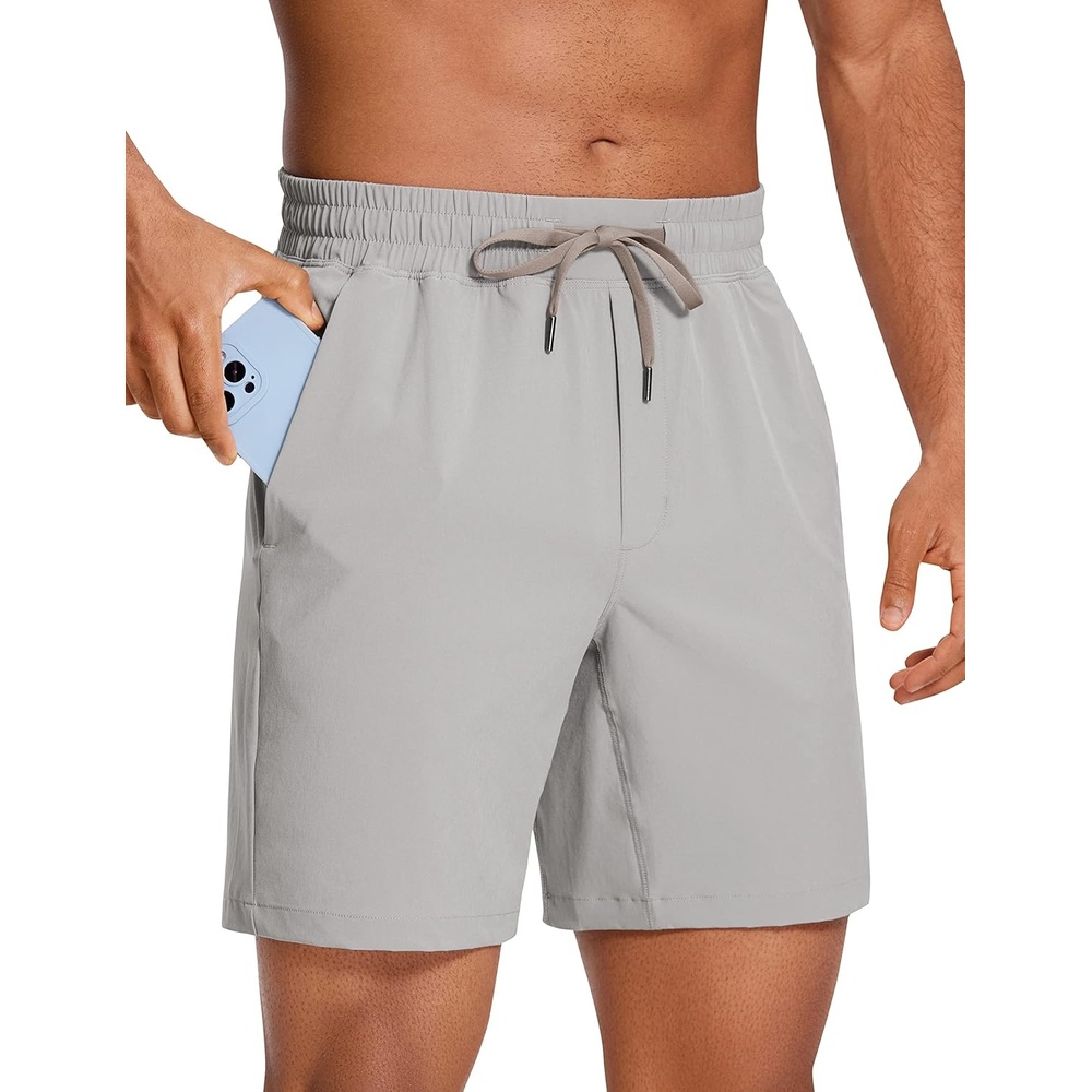 image:imageCRZ YOGA Mens Linerless Workout Shorts 7 Quick Dry for Running Sports Athletic Gym with PocketsDark Chrome