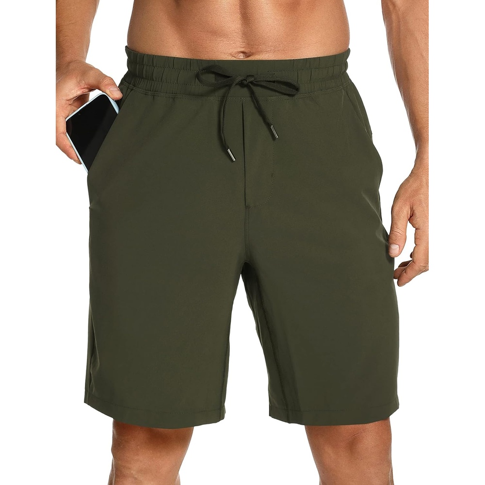 image:imageCRZ YOGA Mens Linerless Workout Shorts 7 Quick Dry for Running Sports Athletic Gym with PocketsDark Olive