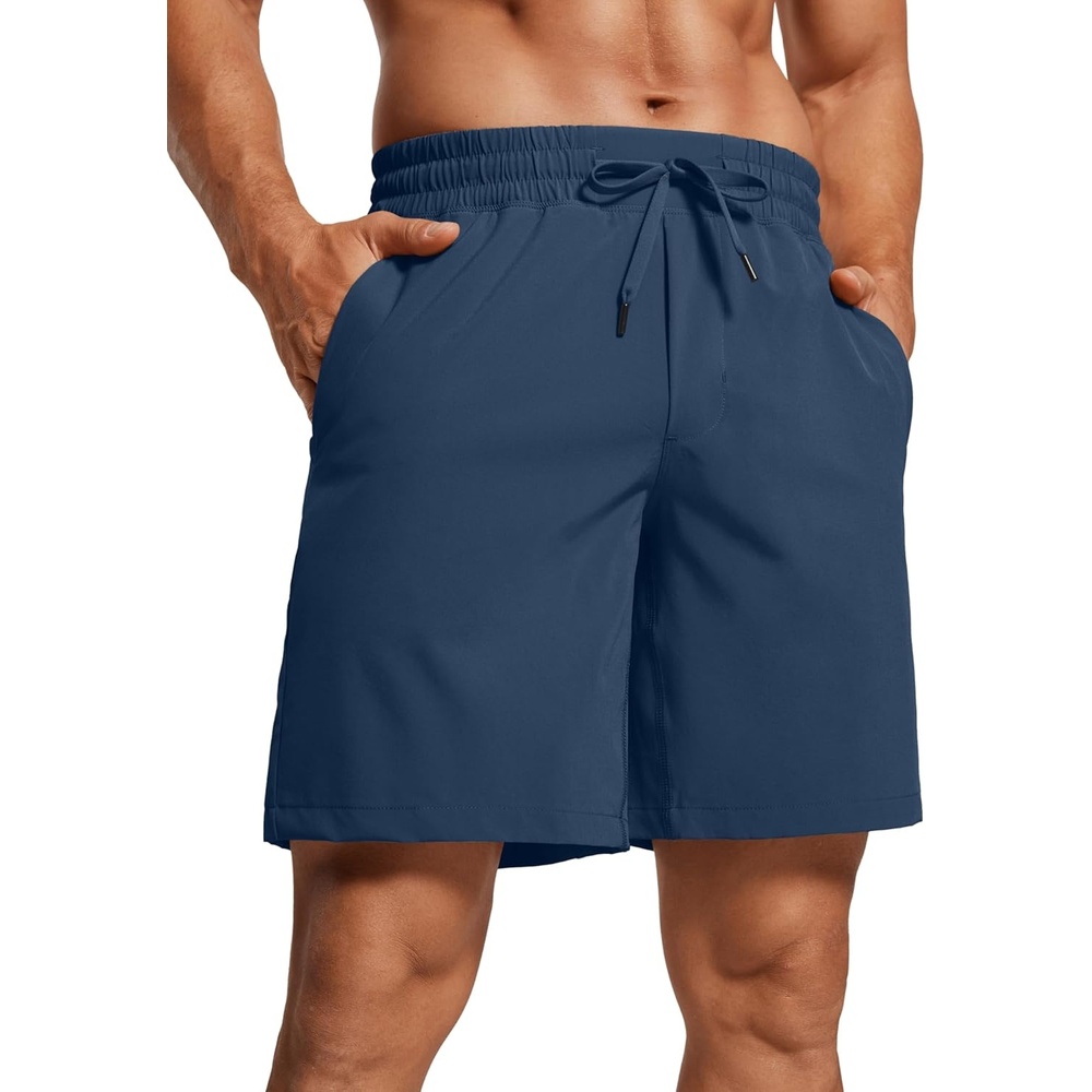image:imageCRZ YOGA Mens Linerless Workout Shorts 7 Quick Dry for Running Sports Athletic Gym with PocketsElectric Blue