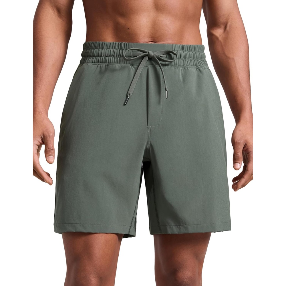 image:imageCRZ YOGA Mens Linerless Workout Shorts 7 Quick Dry for Running Sports Athletic Gym with PocketsGrey Sage