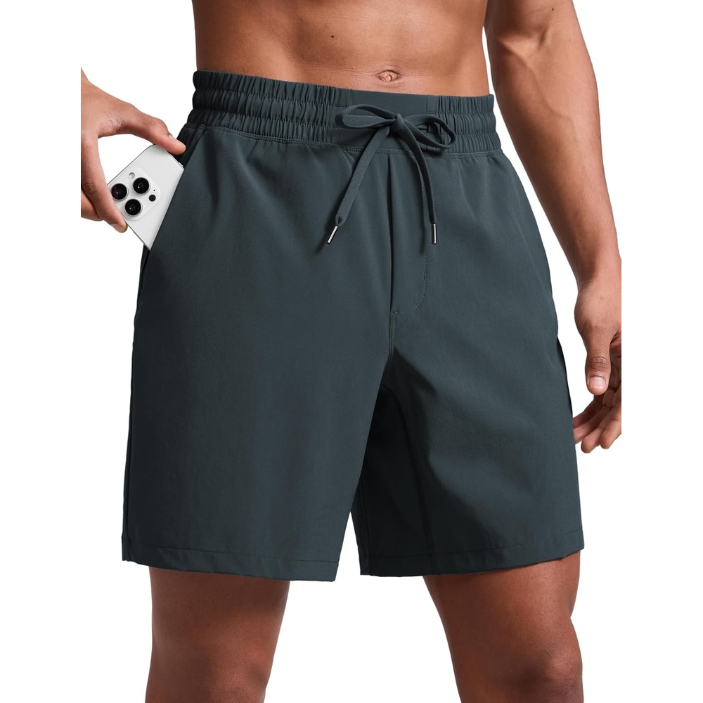 image:imageCRZ YOGA Mens Linerless Workout Shorts 7 Quick Dry for Running Sports Athletic Gym with PocketsMelanite