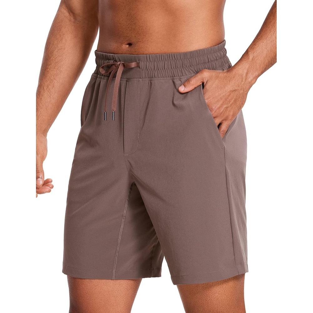 image:imageCRZ YOGA Mens Linerless Workout Shorts 9 Quick Dry for Running Sports Athletic Gym with PocketsBrown Rock