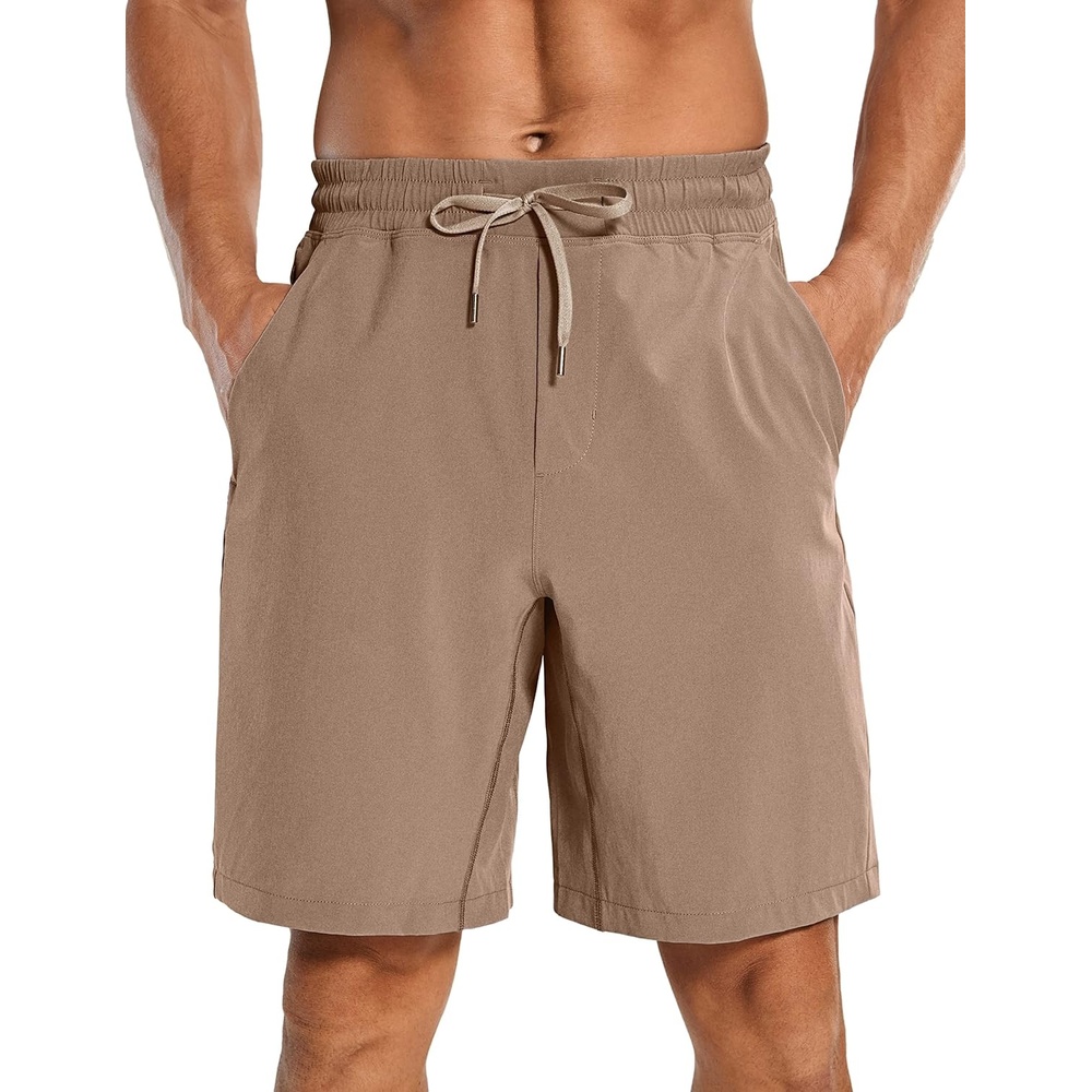 image:imageCRZ YOGA Mens Linerless Workout Shorts 9 Quick Dry for Running Sports Athletic Gym with PocketsMineral Brown
