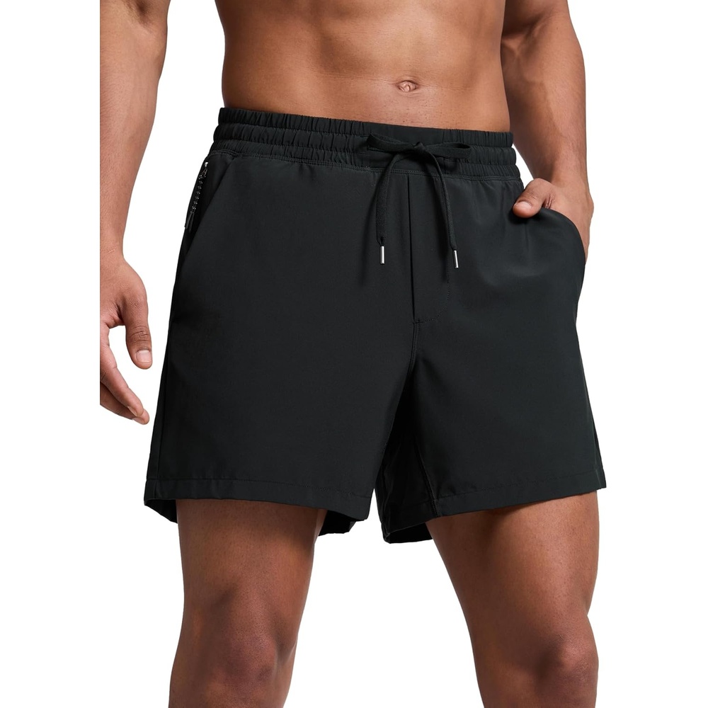 image:imageCRZ YOGA Mens Swim Trunks 57 Mesh Liner Quick Dry Beach Sports Casual Swimwear Shorts with PocketsBlack