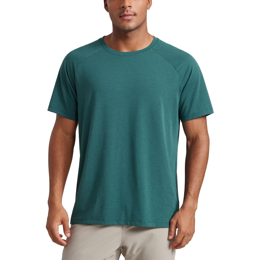 image:imageCRZ YOGA MicroMesh Workout Shirts for Men  Lightweight Breathable TShirts Running Athletic Training Short Sleeve TopsForest Green