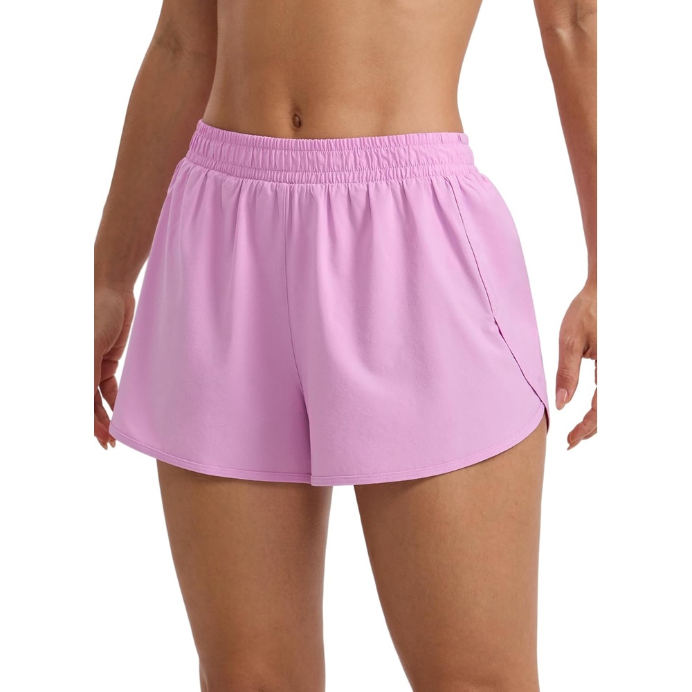 image:imageCRZ YOGA Mid Rise Half Split Athletic Shorts for Women 25 Dolphin Quick Dry for Gym Running Workout TrackVita Pink
