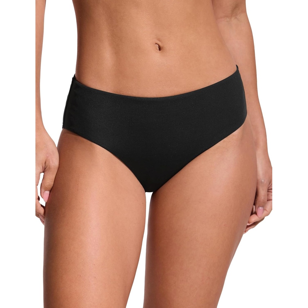 image:imageCRZ YOGA Mid Waisted Bikini Bottoms for Women Full Coverage Bathing Suit Swimsuit Basic Swim BriefsBlack