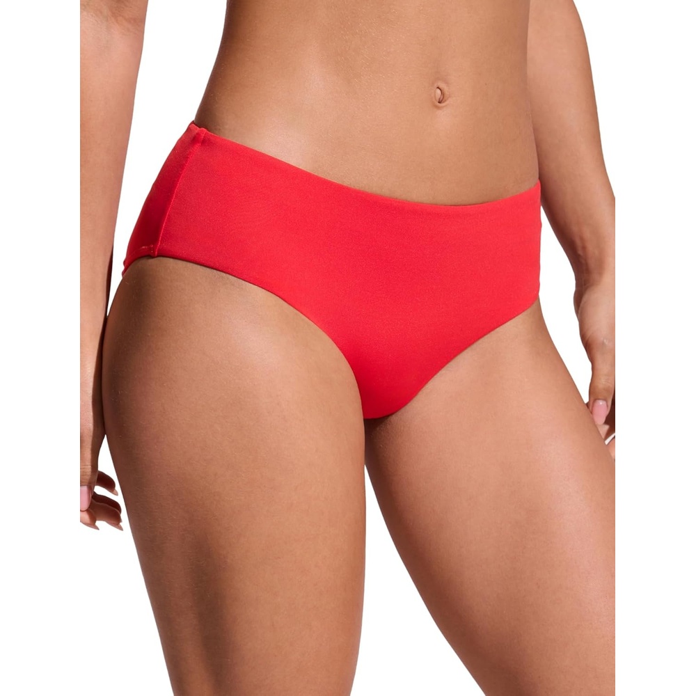 image:imageCRZ YOGA Mid Waisted Bikini Bottoms for Women Full Coverage Bathing Suit Swimsuit Basic Swim BriefsDeep Red