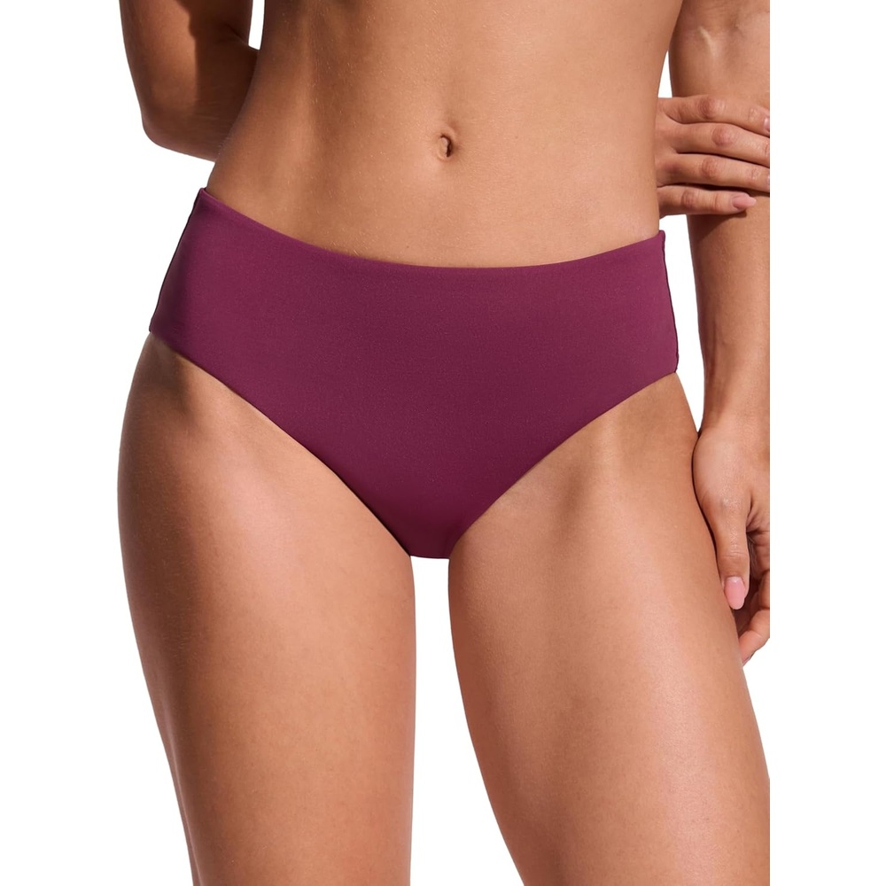 image:imageCRZ YOGA Mid Waisted Bikini Bottoms for Women Full Coverage Bathing Suit Swimsuit Basic Swim BriefsFuchsia