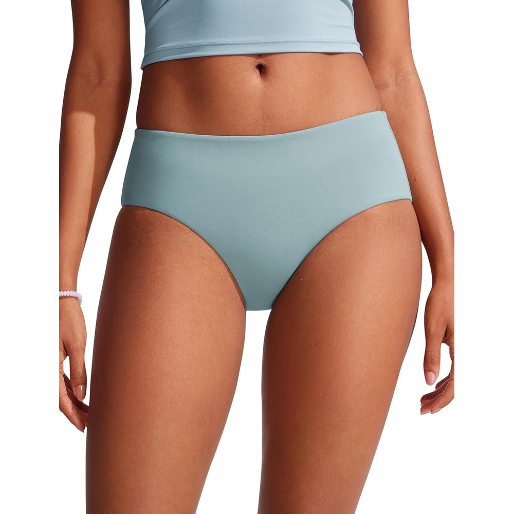 image:imageCRZ YOGA Mid Waisted Bikini Bottoms for Women  Full Coverage Bathing Suit Swimsuit Basic Swim BriefsLight Grayish Blue