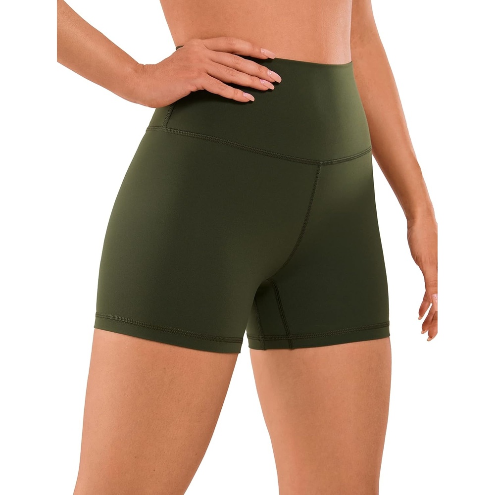 image:imageCRZ YOGA Naked Feeling Biker Shorts 4 High Waist Yoga Workout Running Gym Spandex WomensOlive Green