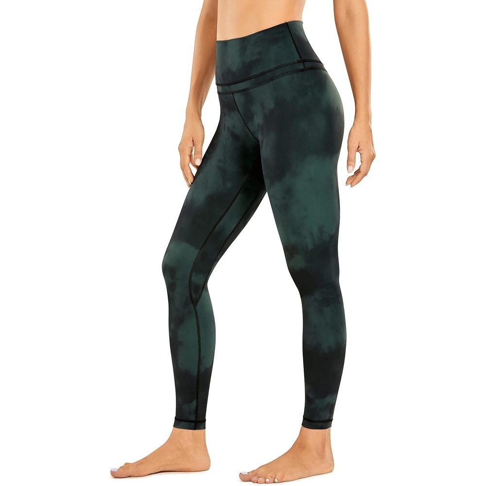 image:imageCRZ YOGA Naked Feeling Workout Leggings 25 High Waist Yoga Training Tight Womens PantsEmerald Green Tiedye Flowers