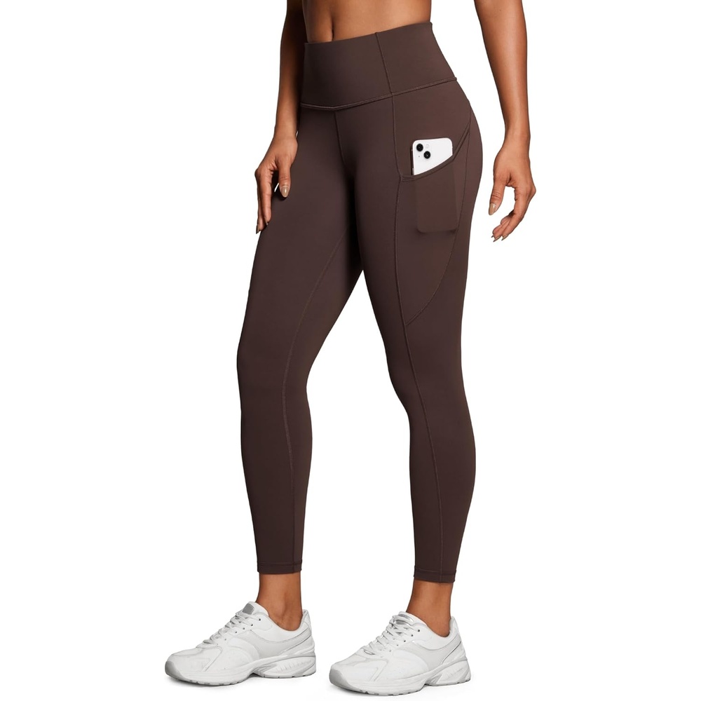 image:imageCRZ YOGA Naked Feeling Workout Leggings Pockets 25 High Waisted Womens Yoga Pants Running TightsHot Fudge Brown