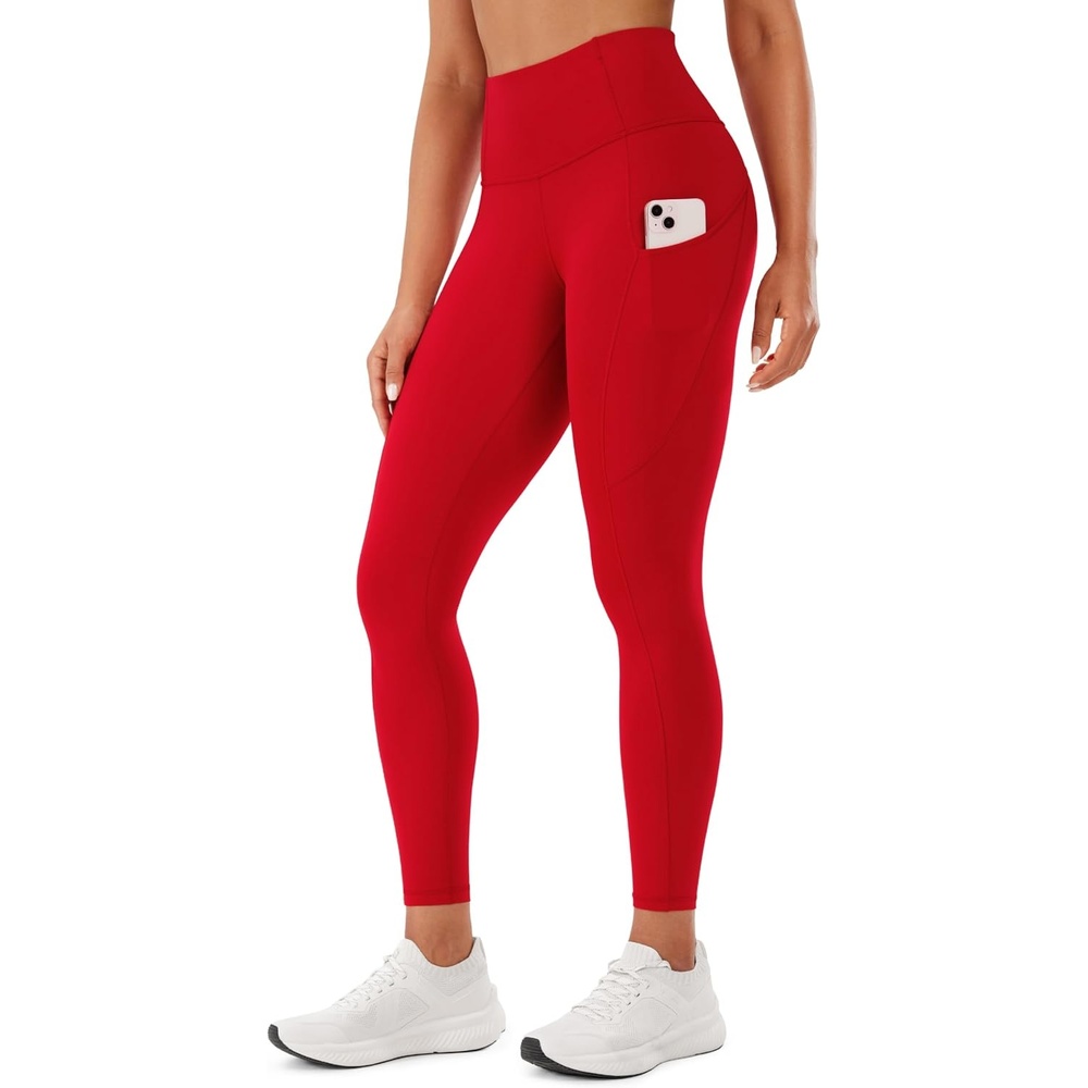 image:imageCRZ YOGA Naked Feeling Workout Leggings Pockets 25 High Waisted Womens Yoga Pants Running TightsRed Chili