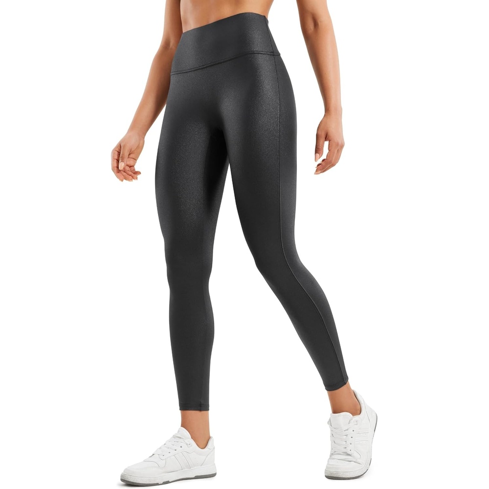 image:imageCRZ YOGA No Front Seam Faux Leather Leggings 25 Butterluxe Matte High Waist Stretch Tights Womens Pleather PantsBlack Classic