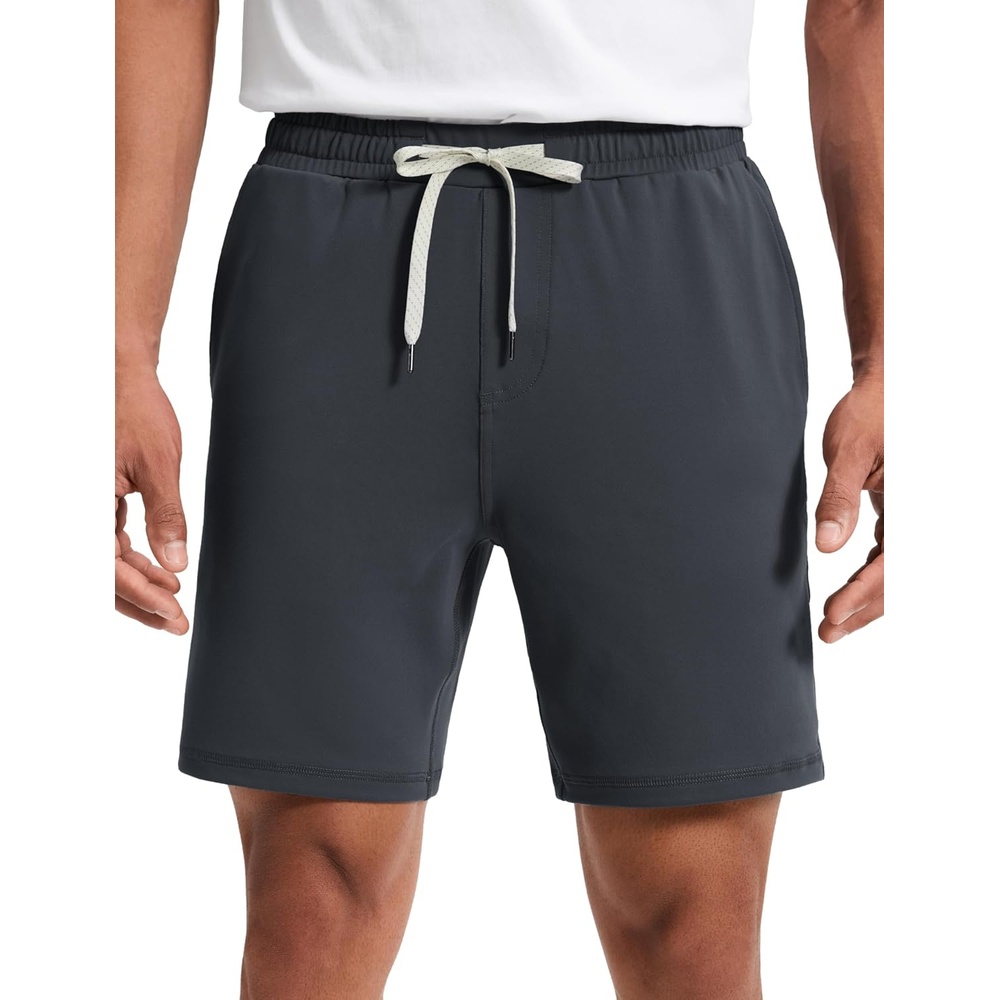 image:imageCRZ YOGA Performance Shorts for Men 7 Knit Stretch Breathable SweatWicking Workout Athletic Gym Casual with PocketsInk Gray
