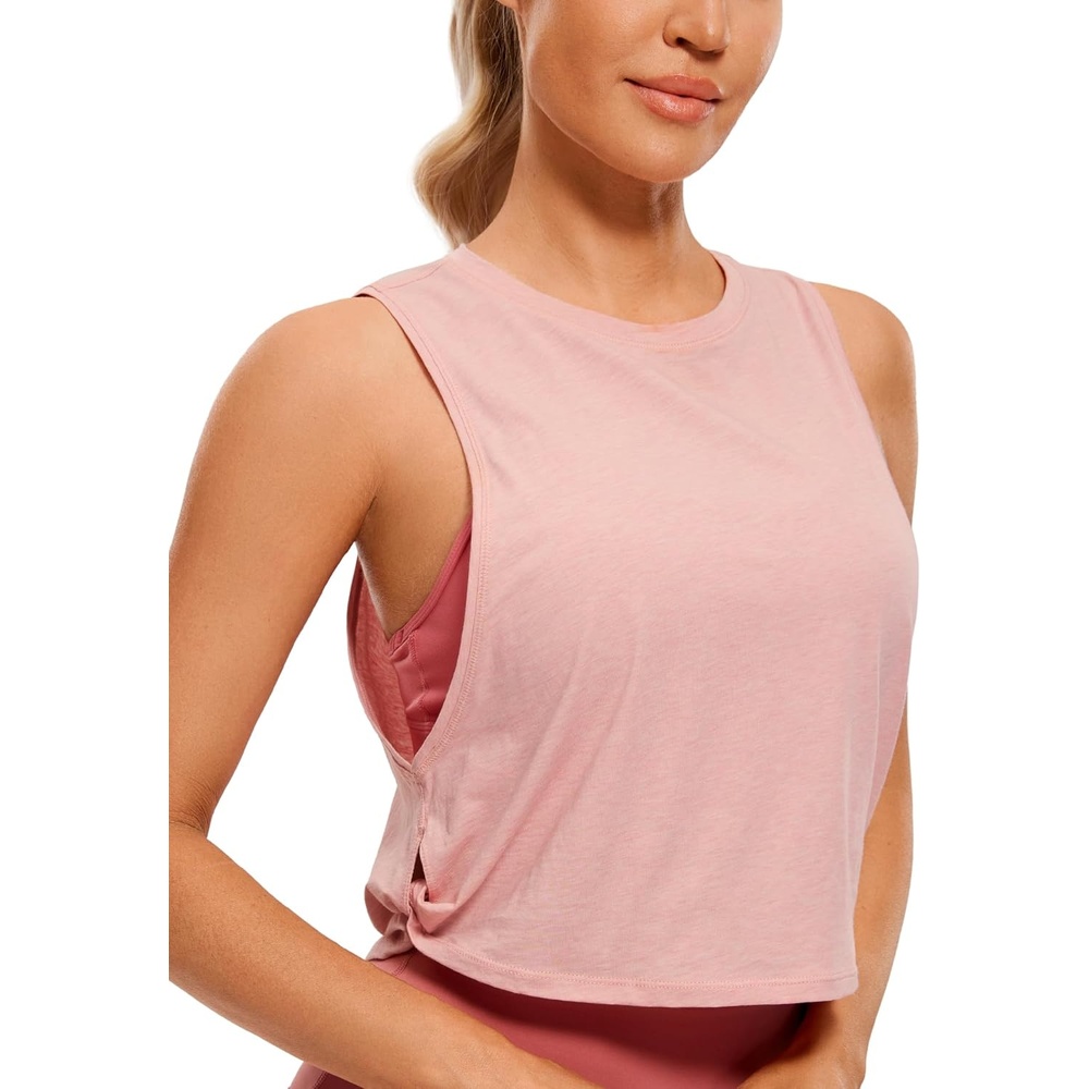 image:imageCRZ YOGA Pima Cotton Large Armhole Tank Tops for Women Workout Sport Athletic Yoga Running Gym Loose Crop Sleeveless ShirtsCinnamon Ash