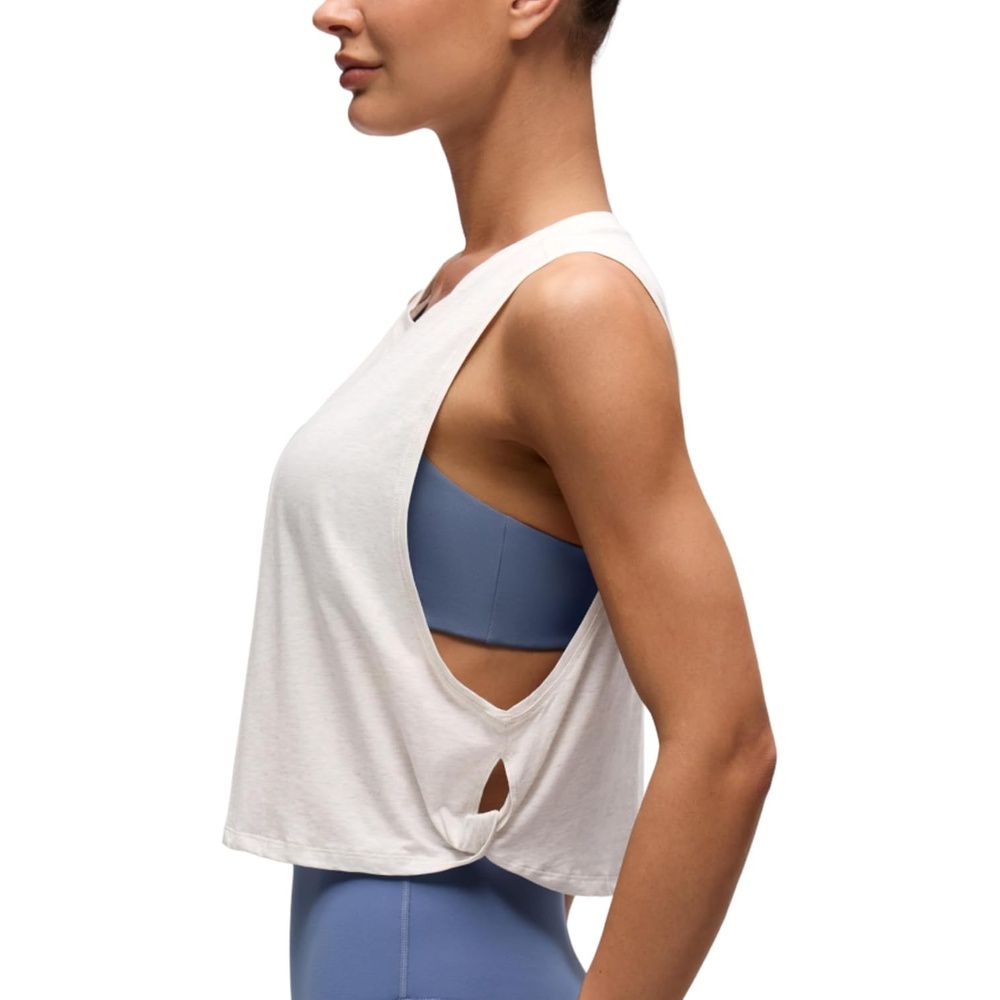 image:imageCRZ YOGA Pima Cotton Large Armhole Tank Tops for Women  Workout Sport Athletic Yoga Running Gym Loose Crop Sleeveless ShirtsDeep Armholeice GreyWhite