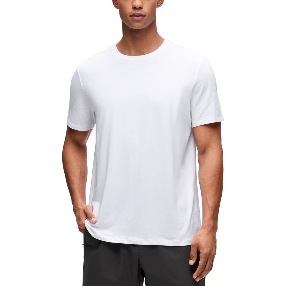 image:imageCRZ YOGA Pima Cotton Shirts for Men Short Sleeve Casual Crewneck TShirts Breathable Workout Daily Tee TopsWhite