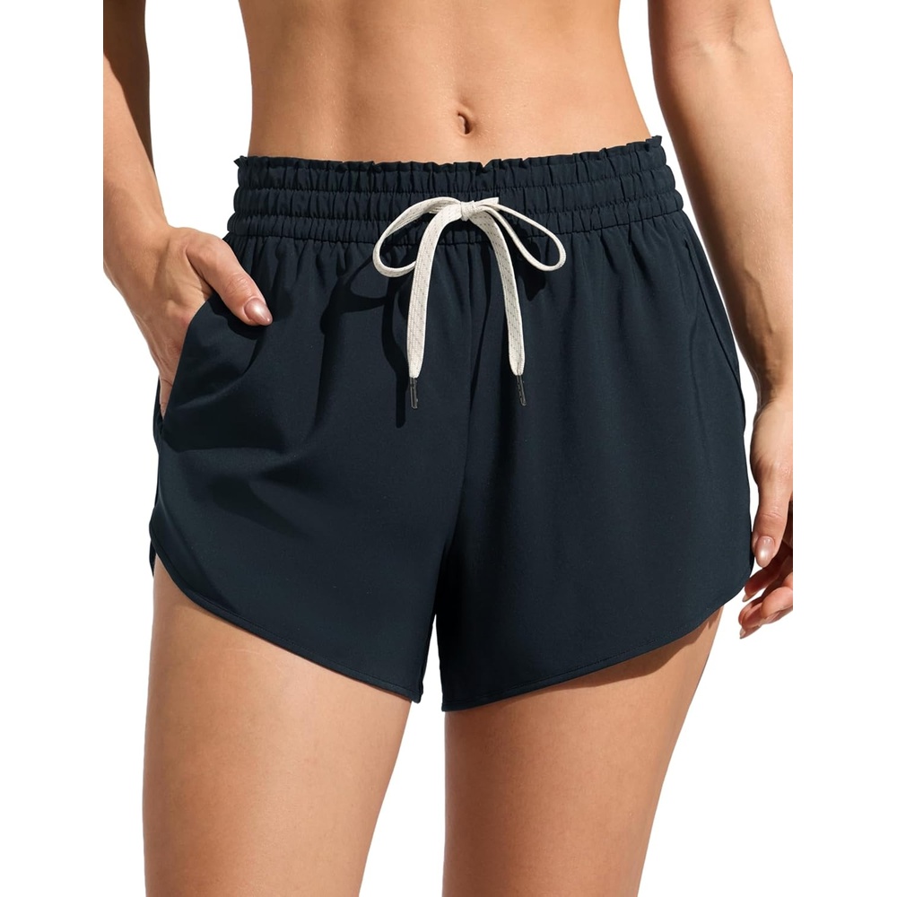 image:imageCRZ YOGA Relaxed Fit Dolphin Board Shorts for Women 35 High Waisted Swim Beach Bathing Trunks Bottoms with LinerTrue Navy