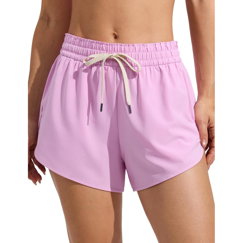 image:imageCRZ YOGA Relaxed Fit Dolphin Board Shorts for Women 35 High Waisted Swim Beach Bathing Trunks Bottoms with LinerVita Pink