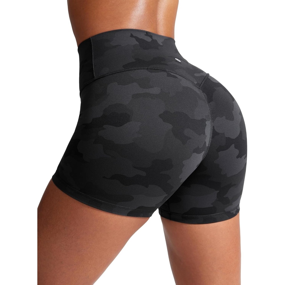 image:imageCRZ YOGA Secretsculpt Butterlift Biker Shorts 4 No Front Seam High Waisted Womens Workout Gym Booty Scrunch ButtDark Grey Camouflage 2