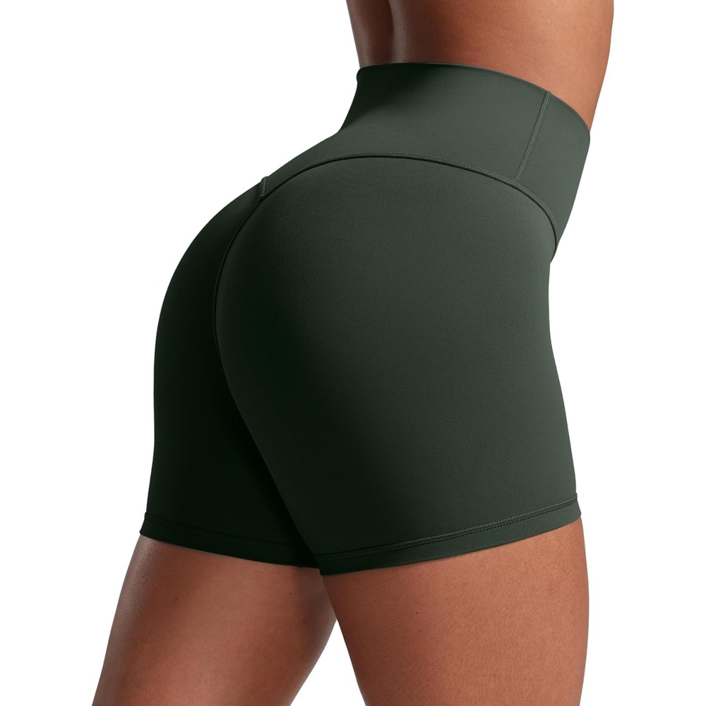 image:imageCRZ YOGA Secretsculpt Butterlift Biker Shorts 4 No Front Seam High Waisted Womens Workout Gym Booty Scrunch ButtLegend Green