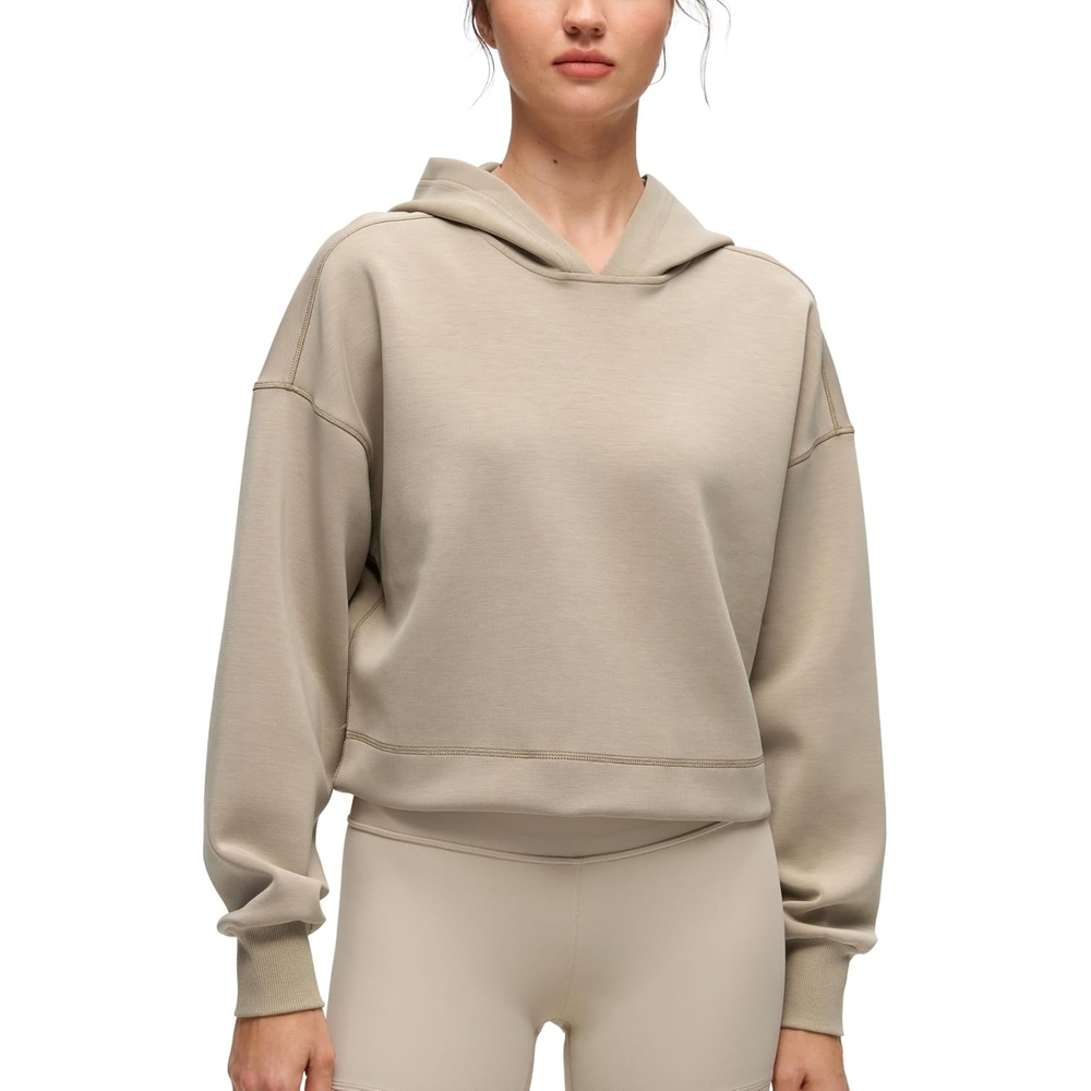 image:imageCRZ YOGA SoftAura Cropped Hoodies for Women  Long Sleeve Pullover Basic Workout Casual Hooded SweatshirtsOak