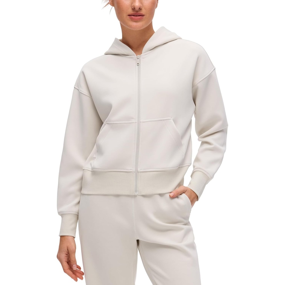 image:imageCRZ YOGA SoftAura Full Zip Hoodies for Women Workout Casual Zipper Hooded Sweat Shirts with PocketsMilky White Bone