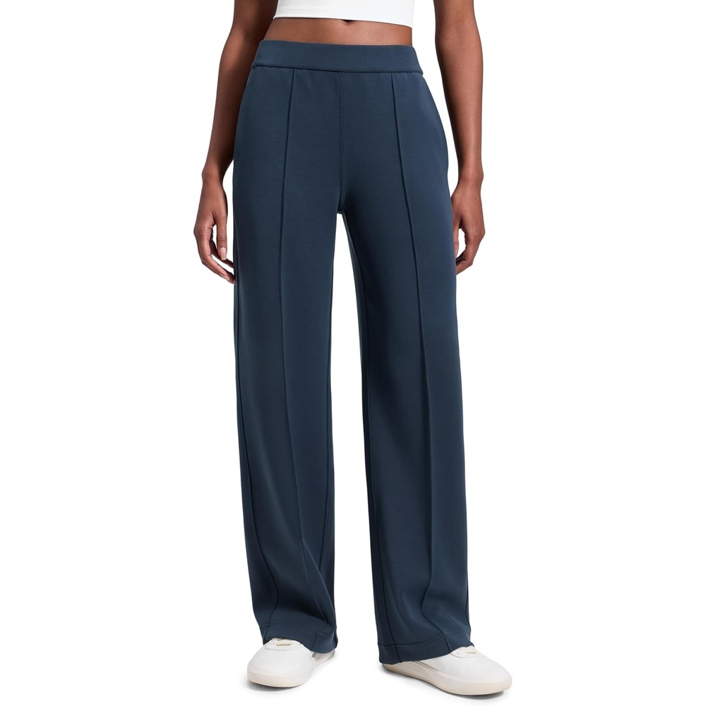 image:imageCRZ YOGA SoftAura Pintuck Straight Leg Sweatpants Women 30 Modal Casual Lounge Travel Pants with PocketsInk Blue