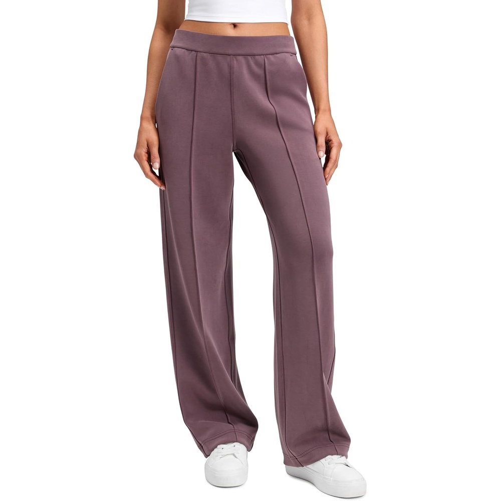 image:imageCRZ YOGA SoftAura Pintuck Straight Leg Sweatpants Women 30 Modal Casual Lounge Travel Pants with PocketsLight Ripe Plum